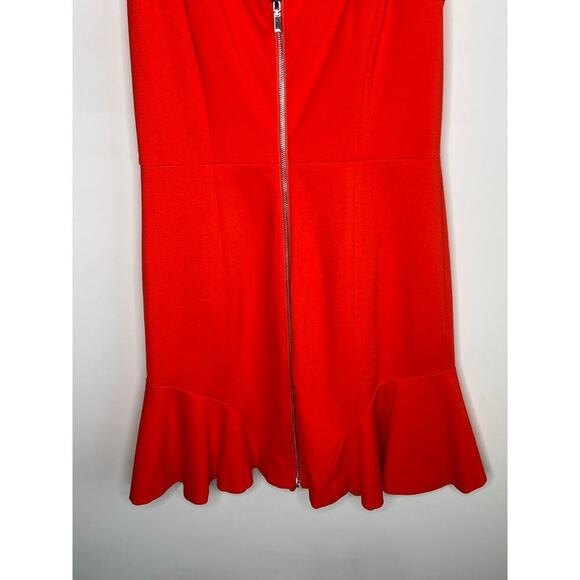 Erin Fetherston Zip Front Fit & Flare Coral Sleeveless V Neck Dress Size 8 - Picture 3 of 8
